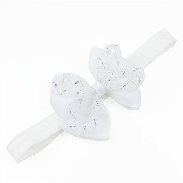 Haarbandje met strik glitter (wit)