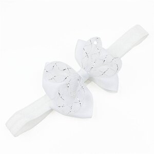 Baby haarbandje met strik glitter (wit)