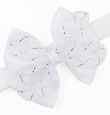 Baby haarbandje met strik glitter (wit)