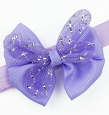 Baby haarbandje met strik glitter (lila)