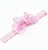 Baby haarbandje met strik glitter (lichtroze)