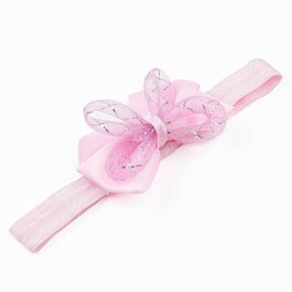 Haarbandje met strik glitter (lichtroze)