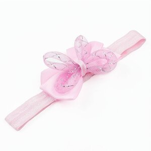 Baby haarbandje met strik glitter (lichtroze)