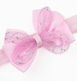Baby haarbandje met strik glitter (lichtroze)