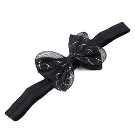 Haarbandje met strik glitter (zwart)