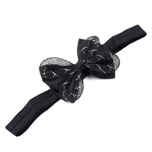 Baby haarbandje met strik glitter (zwart)