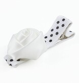 Baby haarspeldje met mini roosje (wit)