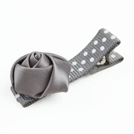 Haarspeldje met mini roosje (grijs)