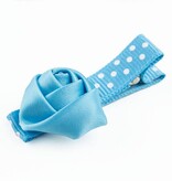 Baby haarspeldje met mini roosje (blauw)