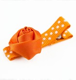 Baby haarspeldje met mini roosje (oranje)