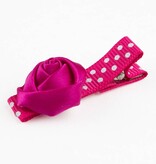 Baby haarspeldje met mini roosje (fuchsia)