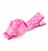 Baby haarspeldje met mini roosje (roze)
