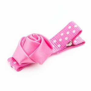 Baby haarspeldje met mini roosje (roze)