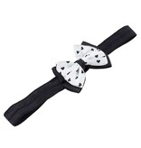 Baby haarbandje met dubbel hartjes strikje (zwart)