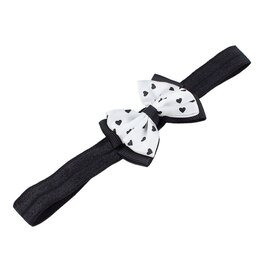 Haarbandje met dubbel hartjes strikje (zwart)