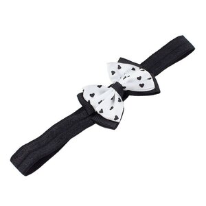 Baby haarbandje met dubbel hartjes strikje (zwart)