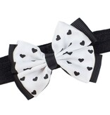 Baby haarbandje met dubbel hartjes strikje (zwart)