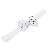 Baby haarbandje met dubbel hartjes strikje (wit)