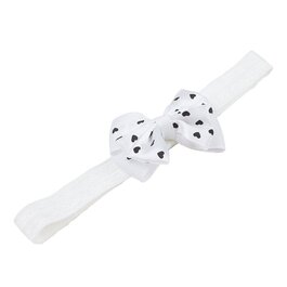 Haarbandje met dubbel hartjes strikje (wit)