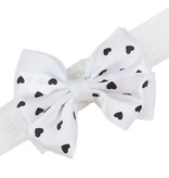 Baby haarbandje met dubbel hartjes strikje (wit)