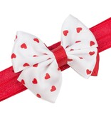 Baby haarbandje met dubbel hartjes strikje (rood)