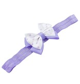 Baby haarbandje met dubbel hartjes strikje (lila)