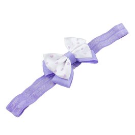 Haarbandje met dubbel hartjes strikje (lila)