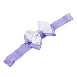 Baby haarbandje met dubbel hartjes strikje (lila)