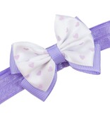 Baby haarbandje met dubbel hartjes strikje (lila)