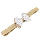 Baby haarbandje met dubbel hartjes strikje (caramel)