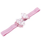 Baby haarbandje met dubbel hartjes strikje (oudroze)