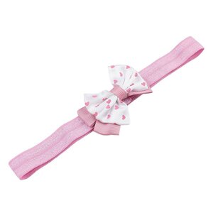 Baby haarbandje met dubbel hartjes strikje (oudroze)