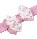 Baby haarbandje met dubbel hartjes strikje (oudroze)