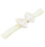 Baby haarbandje met dubbel hartjes strikje (ivoor)