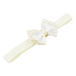 Haarbandje met dubbel hartjes strikje (ivoor)