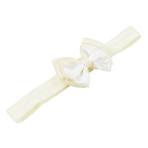 Baby haarbandje met dubbel hartjes strikje (ivoor)