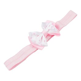 Haarbandje met dubbel hartjes strikje (lichtroze)