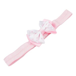 Baby haarbandje met dubbel hartjes strikje (lichtroze)