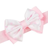 Baby haarbandje met dubbel hartjes strikje (lichtroze)