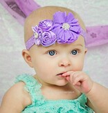 Baby haarbandje vier bloemen (lila)