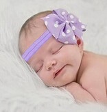 Baby haarbandje strik met stippen (lila)