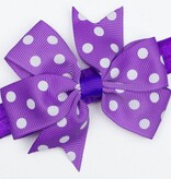Baby haarbandje strik met stippen (paars)