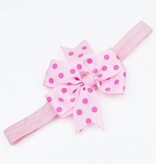 Baby haarbandje strik met stippen (roze)