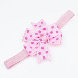 Baby haarbandje strik met stippen (roze)