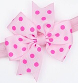 Baby haarbandje strik met stippen (roze)