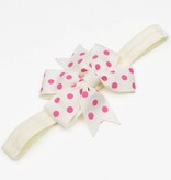 Baby haarbandje strik met stippen (ivoor)