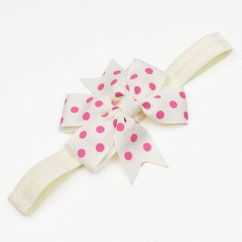 Haarbandje strik met stippen (ivoor)
