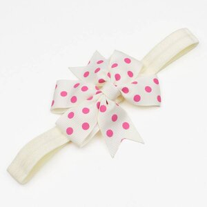 Baby haarbandje strik met stippen (ivoor)