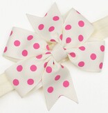 Baby haarbandje strik met stippen (ivoor)