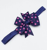 Baby haarbandje strik met stippen (donkerblauw)